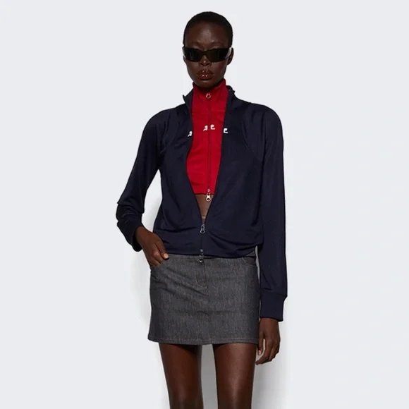 Courreges Belted Gray Denim Mini Skirt